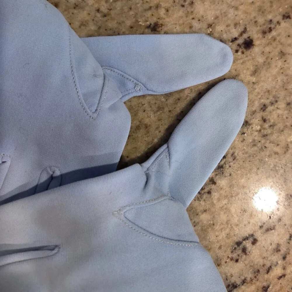 Vintage Womens Size L/XL Light Blue Nylon Formal Gloves Bridgerton